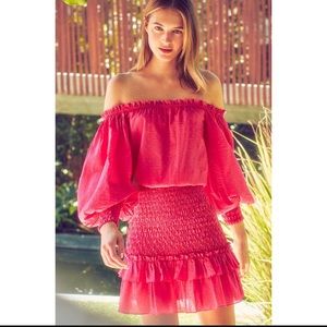 Alexis Pink Strapless Cotton Smocked Mini Dress